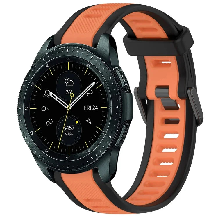 20mm Two Color Textured Silicone Watch Band, For Samsung  Galaxy Watch 4 Classic 42mm, For Samsung Galaxy Watch Active 2 44mm, For Samsung Galaxy Watch Active 2 40mm, For Samsung Galaxy Watch 42mm
