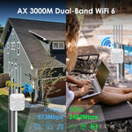 راوتر خارجي مقاوم للماء WAVLINK WN573HX3 AX3000 واي فاي ثنائي النطاق، قابس أمريكي، قابس بريطاني، قابس أوروبي، قابس أسترالي