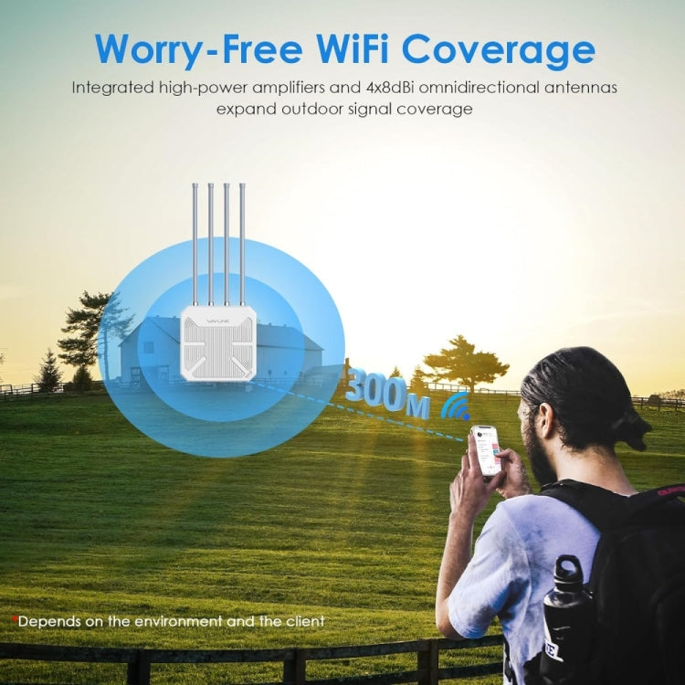 راوتر خارجي مقاوم للماء WAVLINK WN573HX3 AX3000 واي فاي ثنائي النطاق، قابس أمريكي، قابس بريطاني، قابس أوروبي، قابس أسترالي
