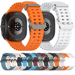 For Galaxy Watch Ultra2 2026 / 2025 / 1 2024 Ocean Hole Dual Buckle Silicone Watch Band, Rock Blue, Pink, Starlight, Dark Blue, Sky Blue, Dark Green, Wine Red, Gray Green, Black, Dark Gray, Orange, White