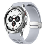 Richard Magnetic Folding Silver Buckle Silicone Watch Band, For Samsung Galaxy Watch 4 Classic 42 / 46mm