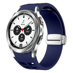 Richard Magnetic Folding Silver Buckle Silicone Watch Band, For Samsung Galaxy Watch 4 Classic 42 / 46mm