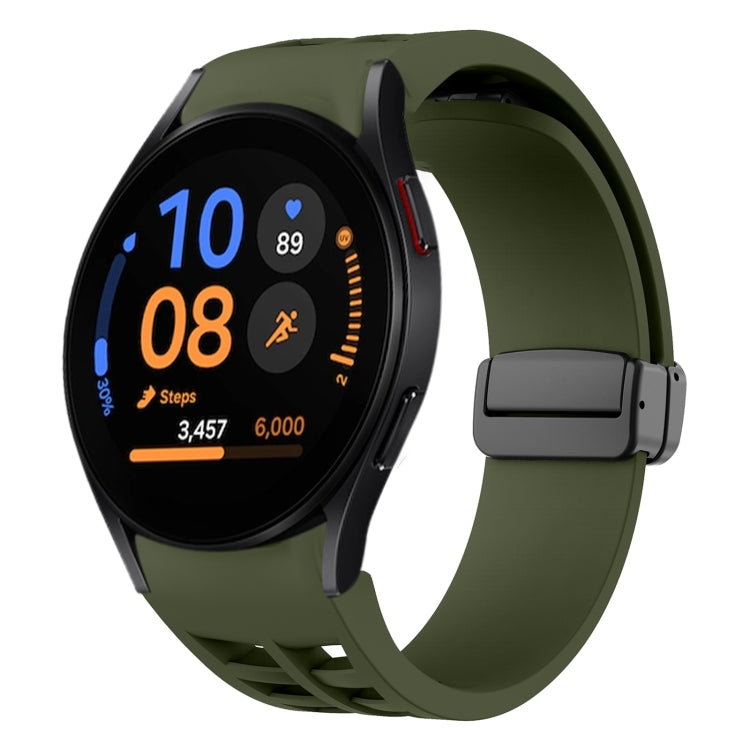 سوار ساعة سيليكون بقفل أسود قابل للطي مغناطيسي من Richard، لساعة Samsung Galaxy Watch FE مقاس 40 مم، لساعة Samsung Galaxy Watch 7 مقاس 40 / 44 مم، لساعة Samsung Galaxy Watch 6 Classic مقاس 43 / 47 مم