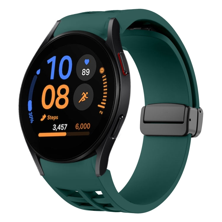سوار ساعة سيليكون بقفل أسود قابل للطي مغناطيسي من Richard، لساعة Samsung Galaxy Watch FE مقاس 40 مم، لساعة Samsung Galaxy Watch 7 مقاس 40 / 44 مم، لساعة Samsung Galaxy Watch 6 Classic مقاس 43 / 47 مم