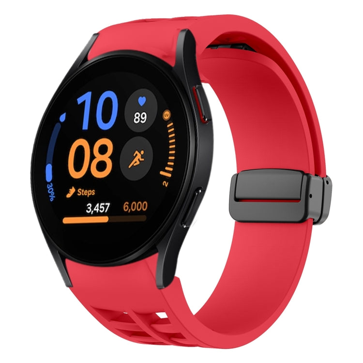سوار ساعة سيليكون بقفل أسود قابل للطي مغناطيسي من Richard، لساعة Samsung Galaxy Watch FE مقاس 40 مم، لساعة Samsung Galaxy Watch 7 مقاس 40 / 44 مم، لساعة Samsung Galaxy Watch 6 Classic مقاس 43 / 47 مم