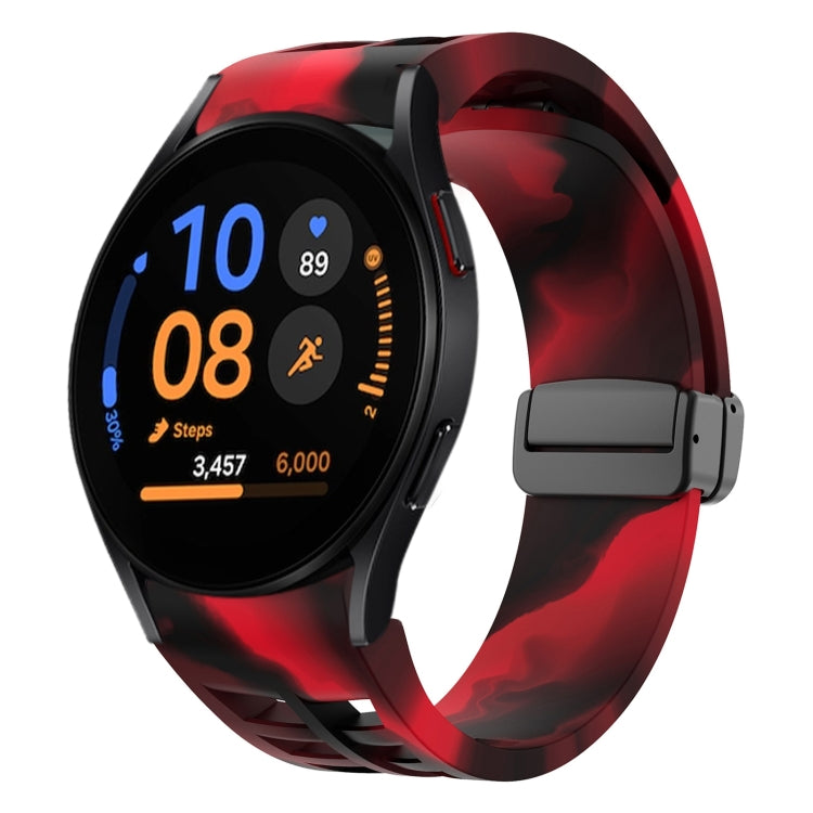 سوار ساعة سيليكون بقفل أسود قابل للطي مغناطيسي من Richard، لساعة Samsung Galaxy Watch FE مقاس 40 مم، لساعة Samsung Galaxy Watch 7 مقاس 40 / 44 مم، لساعة Samsung Galaxy Watch 6 Classic مقاس 43 / 47 مم