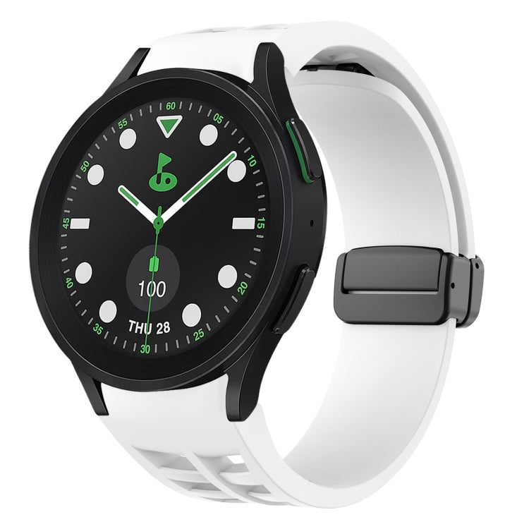سوار ساعة سيليكون بقفل أسود قابل للطي مغناطيسي من Richard، لساعة Samsung Galaxy Watch 6 مقاس 40 / 44 مم، لساعة Samsung Galaxy Watch 5 Pro إصدار الغولف، لساعة Samsung Galaxy Watch 5 إصدار الغولف