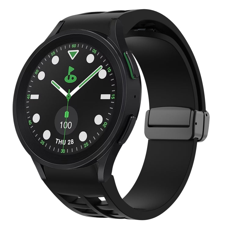 سوار ساعة سيليكون بقفل أسود قابل للطي مغناطيسي من Richard، لساعة Samsung Galaxy Watch 6 مقاس 40 / 44 مم، لساعة Samsung Galaxy Watch 5 Pro إصدار الغولف، لساعة Samsung Galaxy Watch 5 إصدار الغولف
