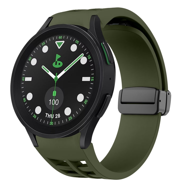سوار ساعة سيليكون بقفل أسود قابل للطي مغناطيسي من Richard، لساعة Samsung Galaxy Watch 6 مقاس 40 / 44 مم، لساعة Samsung Galaxy Watch 5 Pro إصدار الغولف، لساعة Samsung Galaxy Watch 5 إصدار الغولف