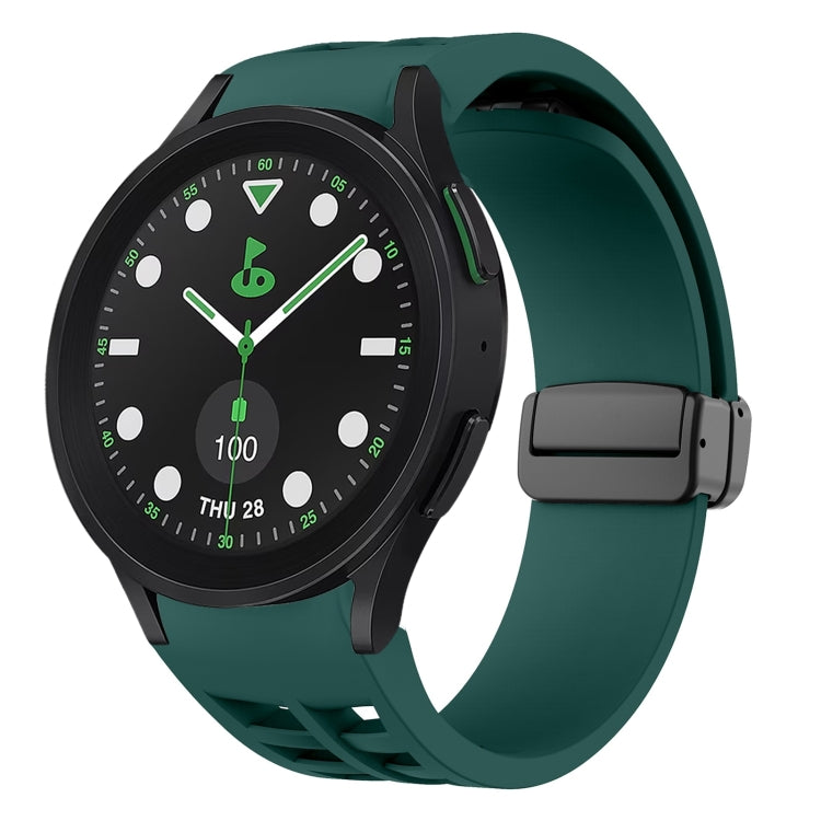 سوار ساعة سيليكون بقفل أسود قابل للطي مغناطيسي من Richard، لساعة Samsung Galaxy Watch 6 مقاس 40 / 44 مم، لساعة Samsung Galaxy Watch 5 Pro إصدار الغولف، لساعة Samsung Galaxy Watch 5 إصدار الغولف