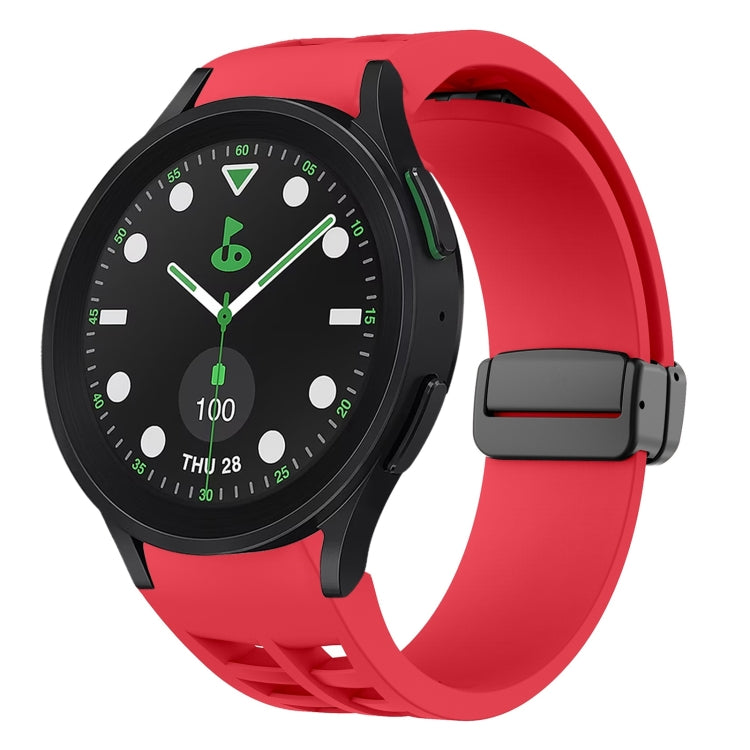 سوار ساعة سيليكون بقفل أسود قابل للطي مغناطيسي من Richard، لساعة Samsung Galaxy Watch 6 مقاس 40 / 44 مم، لساعة Samsung Galaxy Watch 5 Pro إصدار الغولف، لساعة Samsung Galaxy Watch 5 إصدار الغولف