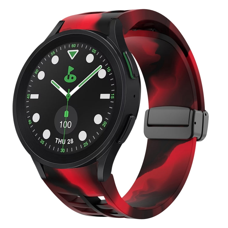سوار ساعة سيليكون بقفل أسود قابل للطي مغناطيسي من Richard، لساعة Samsung Galaxy Watch 6 مقاس 40 / 44 مم، لساعة Samsung Galaxy Watch 5 Pro إصدار الغولف، لساعة Samsung Galaxy Watch 5 إصدار الغولف