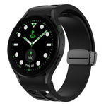 سوار ساعة سيليكون بقفل أسود قابل للطي مغناطيسي من Richard، لساعة Samsung Galaxy Watch 6 مقاس 40 / 44 مم، لساعة Samsung Galaxy Watch 5 Pro إصدار الغولف، لساعة Samsung Galaxy Watch 5 إصدار الغولف
