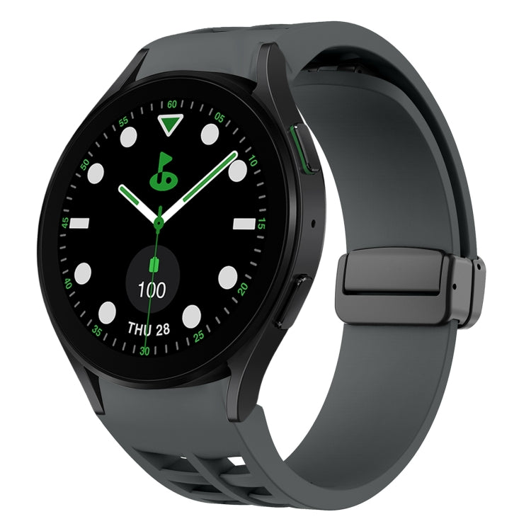 سوار ساعة سيليكون بقفل أسود قابل للطي مغناطيسي من Richard، لساعة Samsung Galaxy Watch 6 مقاس 40 / 44 مم، لساعة Samsung Galaxy Watch 5 Pro إصدار الغولف، لساعة Samsung Galaxy Watch 5 إصدار الغولف