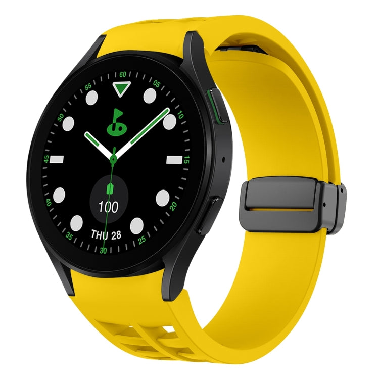 سوار ساعة سيليكون بقفل أسود قابل للطي مغناطيسي من Richard، لساعة Samsung Galaxy Watch 6 مقاس 40 / 44 مم، لساعة Samsung Galaxy Watch 5 Pro إصدار الغولف، لساعة Samsung Galaxy Watch 5 إصدار الغولف