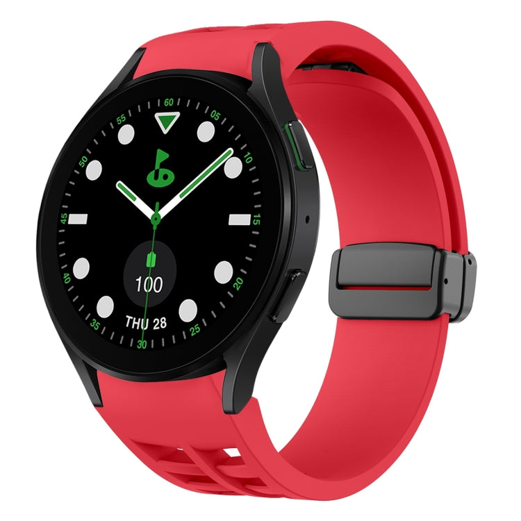 سوار ساعة سيليكون بقفل أسود قابل للطي مغناطيسي من Richard، لساعة Samsung Galaxy Watch 6 مقاس 40 / 44 مم، لساعة Samsung Galaxy Watch 5 Pro إصدار الغولف، لساعة Samsung Galaxy Watch 5 إصدار الغولف
