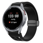 سوار ساعة سيليكون بقفل أسود قابل للطي مغناطيسي من Richard، لساعة Samsung Galaxy Watch FE مقاس 40 مم، لساعة Samsung Galaxy Watch 7 مقاس 40 / 44 مم، لساعة Samsung Galaxy Watch 6 Classic مقاس 43 / 47 مم