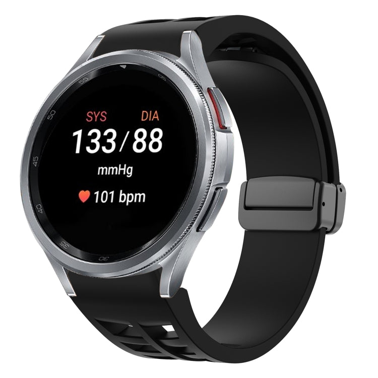 سوار ساعة سيليكون بقفل أسود قابل للطي مغناطيسي من Richard، لساعة Samsung Galaxy Watch FE مقاس 40 مم، لساعة Samsung Galaxy Watch 7 مقاس 40 / 44 مم، لساعة Samsung Galaxy Watch 6 Classic مقاس 43 / 47 مم