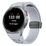 سوار ساعة سيليكون بقفل أسود قابل للطي مغناطيسي من Richard، لساعة Samsung Galaxy Watch FE مقاس 40 مم، لساعة Samsung Galaxy Watch 7 مقاس 40 / 44 مم، لساعة Samsung Galaxy Watch 6 Classic مقاس 43 / 47 مم