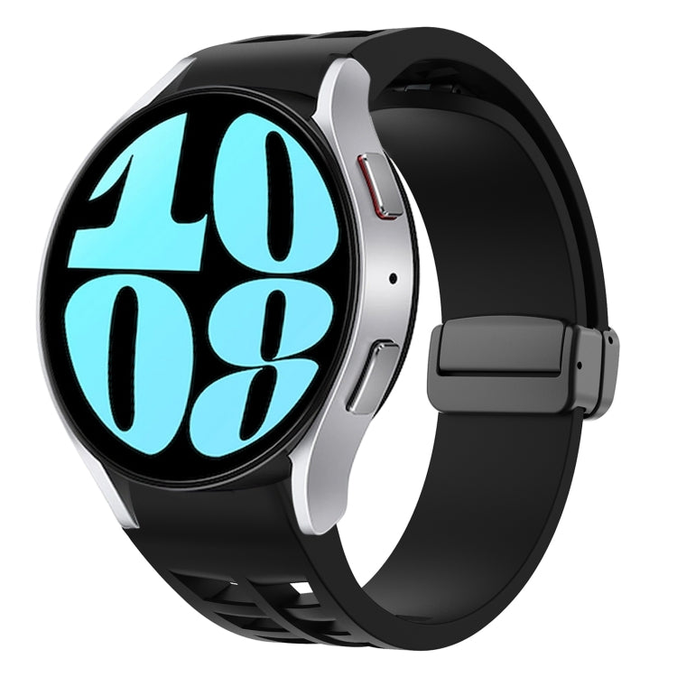 سوار ساعة سيليكون بقفل أسود قابل للطي مغناطيسي من Richard، لساعة Samsung Galaxy Watch 6 مقاس 40 / 44 مم، لساعة Samsung Galaxy Watch 5 Pro إصدار الغولف، لساعة Samsung Galaxy Watch 5 إصدار الغولف