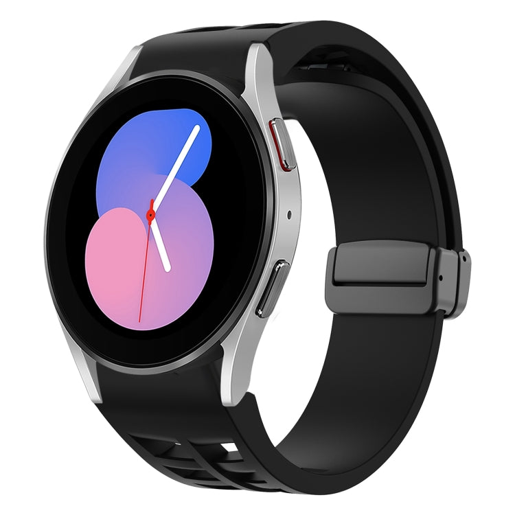 سوار ساعة سيليكون بقفل أسود قابل للطي مغناطيسي من Richard، لساعة Samsung Galaxy Watch 5 مقاس 40 / 44 مم، لساعة Samsung Galaxy Watch 5 Pro مقاس 45 مم، لساعة Samsung Galaxy Watch 4 مقاس 40 / 44 مم