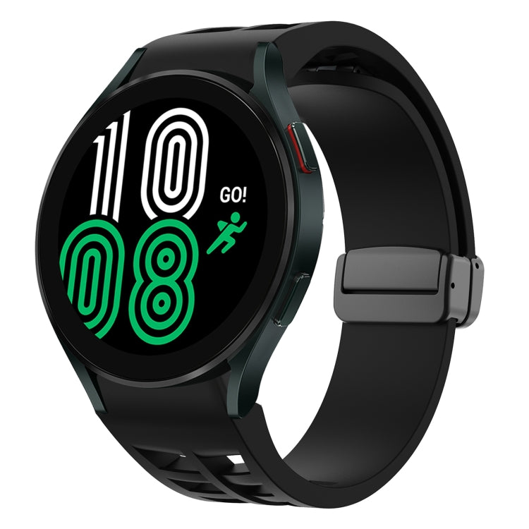 سوار ساعة سيليكون بقفل أسود قابل للطي مغناطيسي من Richard، لساعة Samsung Galaxy Watch 5 مقاس 40 / 44 مم، لساعة Samsung Galaxy Watch 5 Pro مقاس 45 مم، لساعة Samsung Galaxy Watch 4 مقاس 40 / 44 مم