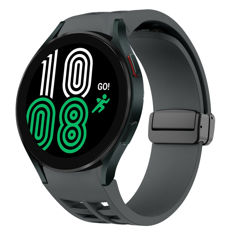 سوار ساعة سيليكون بقفل أسود قابل للطي مغناطيسي من Richard، لساعة Samsung Galaxy Watch 5 مقاس 40 / 44 مم، لساعة Samsung Galaxy Watch 5 Pro مقاس 45 مم، لساعة Samsung Galaxy Watch 4 مقاس 40 / 44 مم