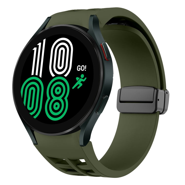 سوار ساعة سيليكون بقفل أسود قابل للطي مغناطيسي من Richard، لساعة Samsung Galaxy Watch 5 مقاس 40 / 44 مم، لساعة Samsung Galaxy Watch 5 Pro مقاس 45 مم، لساعة Samsung Galaxy Watch 4 مقاس 40 / 44 مم