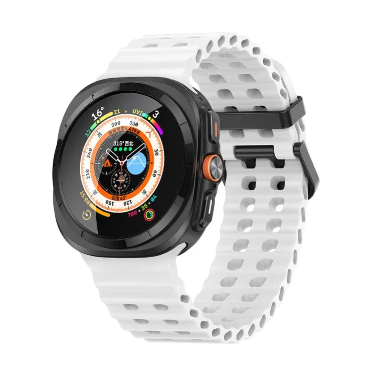 Ocean Dual Row Hole Silicone Watch Band, For Samsung Galaxy Watch Ultra 47mm / Ultra 2025