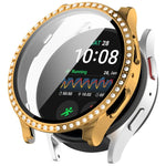 غطاء حماية ساعة متكامل من PC + فيلم مقسى مع صف واحد من الألماس، لسامسونج جالاكسي ووتش 7 44مم، لسامسونج جالاكسي ووتش 7 40مم