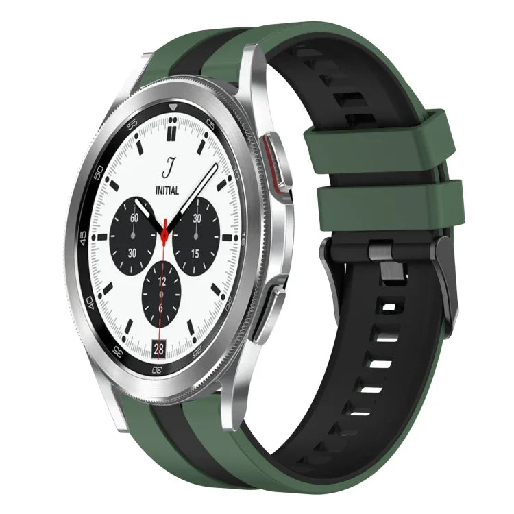 سوار ساعة سيليكون رياضي بلونين 20مم، لـ Samsung Galaxy Watch 4 Classic مقاس 42مم، لـ Samsung Galaxy Watch Active 2 مقاس 44مم، لـ Samsung Galaxy Watch Active 2 مقاس 40مم