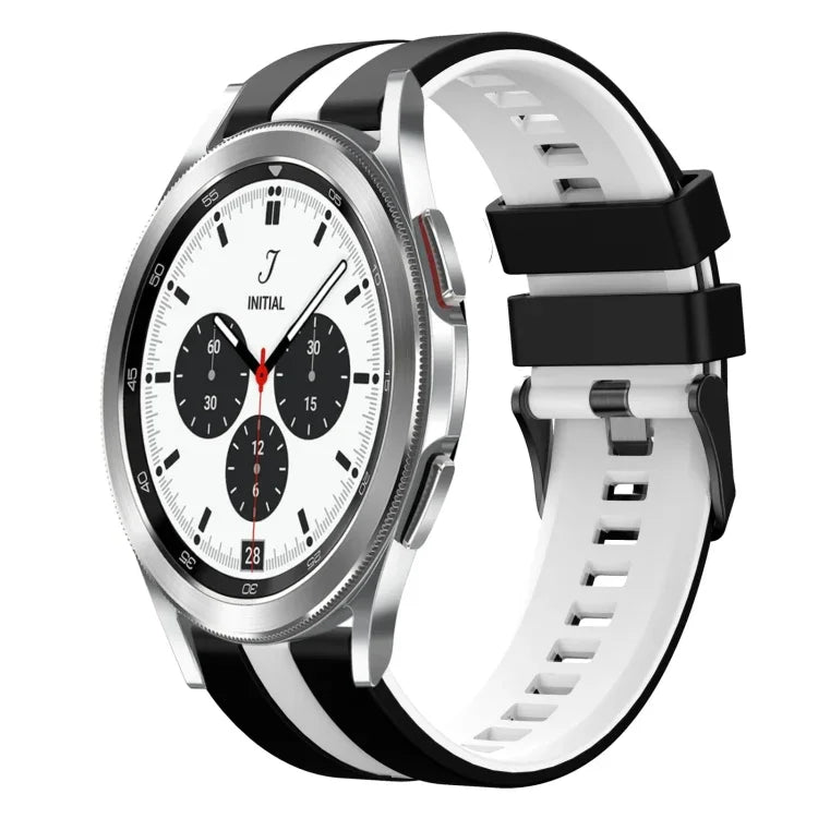 سوار ساعة سيليكون رياضي بلونين 20مم، لـ Samsung Galaxy Watch 4 Classic مقاس 42مم، لـ Samsung Galaxy Watch Active 2 مقاس 44مم، لـ Samsung Galaxy Watch Active 2 مقاس 40مم