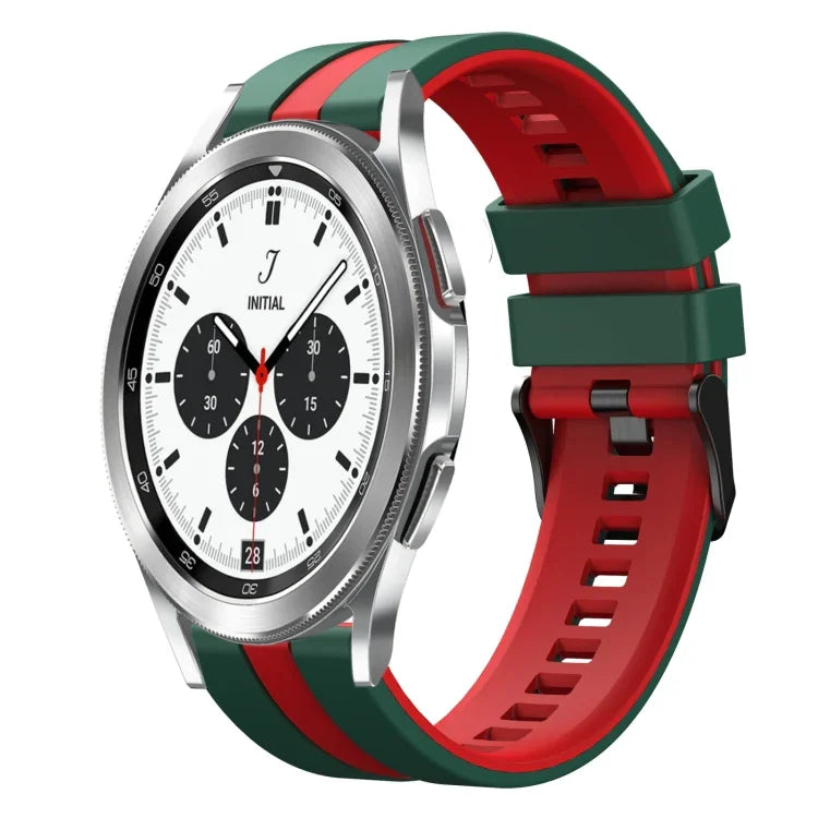 سوار ساعة سيليكون رياضي بلونين 20مم، لـ Samsung Galaxy Watch 4 Classic مقاس 42مم، لـ Samsung Galaxy Watch Active 2 مقاس 44مم، لـ Samsung Galaxy Watch Active 2 مقاس 40مم