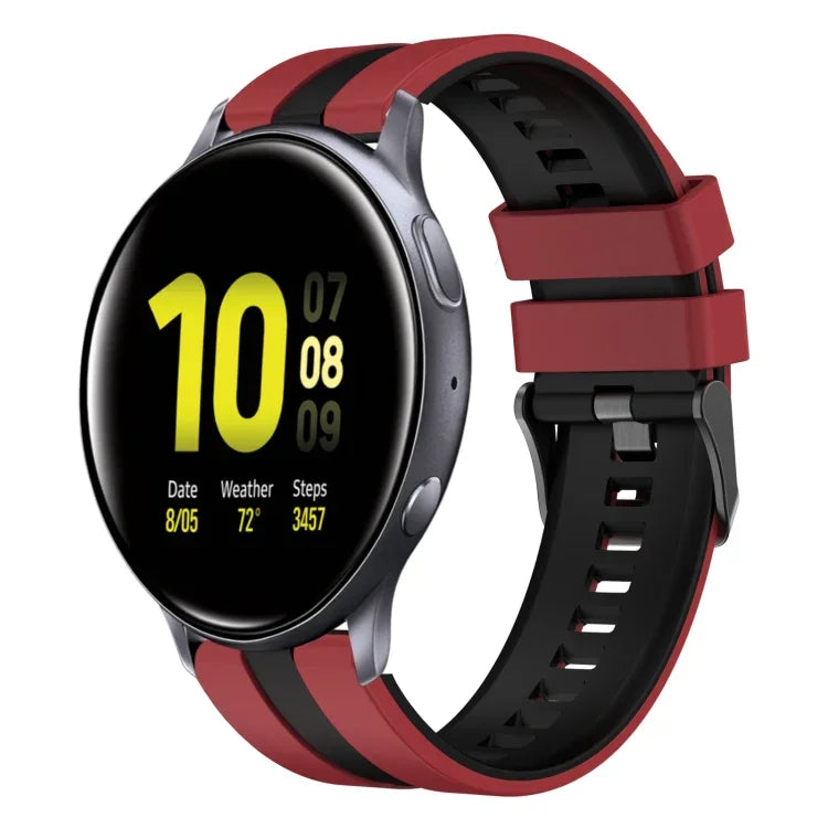 سوار ساعة سيليكون رياضي بلونين 20مم، لـ Samsung Galaxy Watch 4 Classic مقاس 42مم، لـ Samsung Galaxy Watch Active 2 مقاس 44مم، لـ Samsung Galaxy Watch Active 2 مقاس 40مم