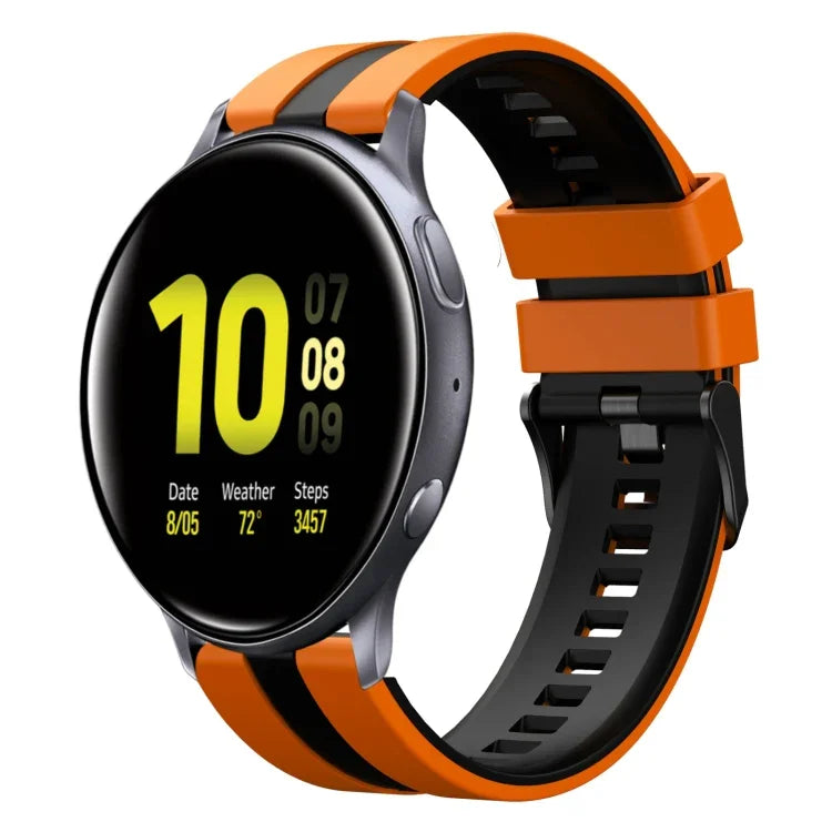 سوار ساعة سيليكون رياضي بلونين 20مم، لـ Samsung Galaxy Watch 4 Classic مقاس 42مم، لـ Samsung Galaxy Watch Active 2 مقاس 44مم، لـ Samsung Galaxy Watch Active 2 مقاس 40مم