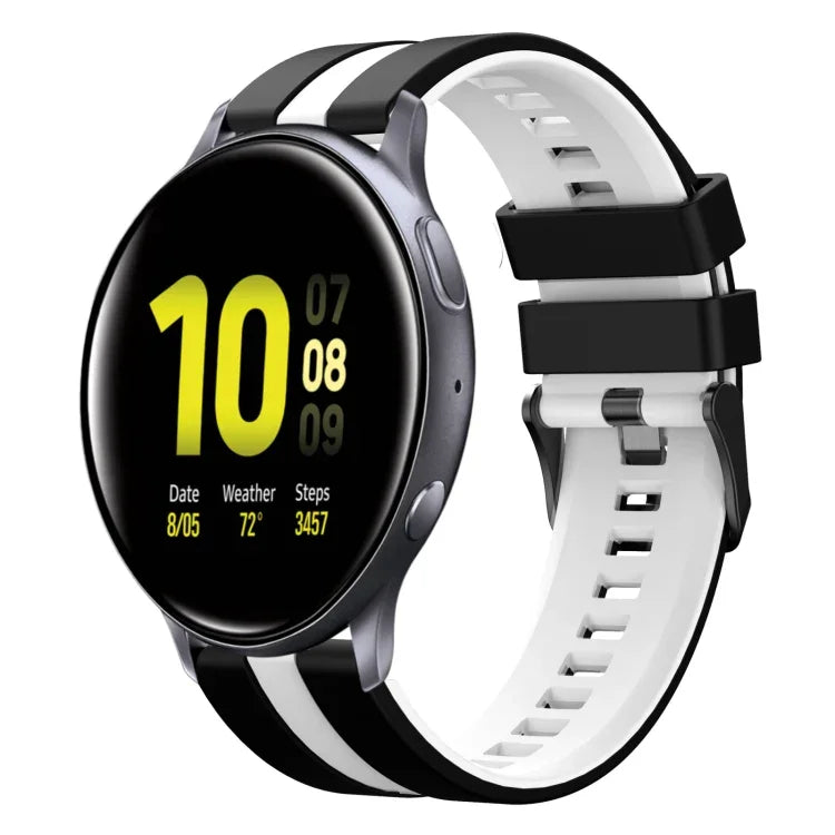 سوار ساعة سيليكون رياضي بلونين 20مم، لـ Samsung Galaxy Watch 4 Classic مقاس 42مم، لـ Samsung Galaxy Watch Active 2 مقاس 44مم، لـ Samsung Galaxy Watch Active 2 مقاس 40مم