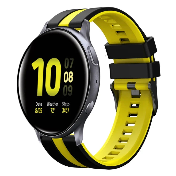 سوار ساعة سيليكون رياضي بلونين 20مم، لـ Samsung Galaxy Watch 4 Classic مقاس 42مم، لـ Samsung Galaxy Watch Active 2 مقاس 44مم، لـ Samsung Galaxy Watch Active 2 مقاس 40مم