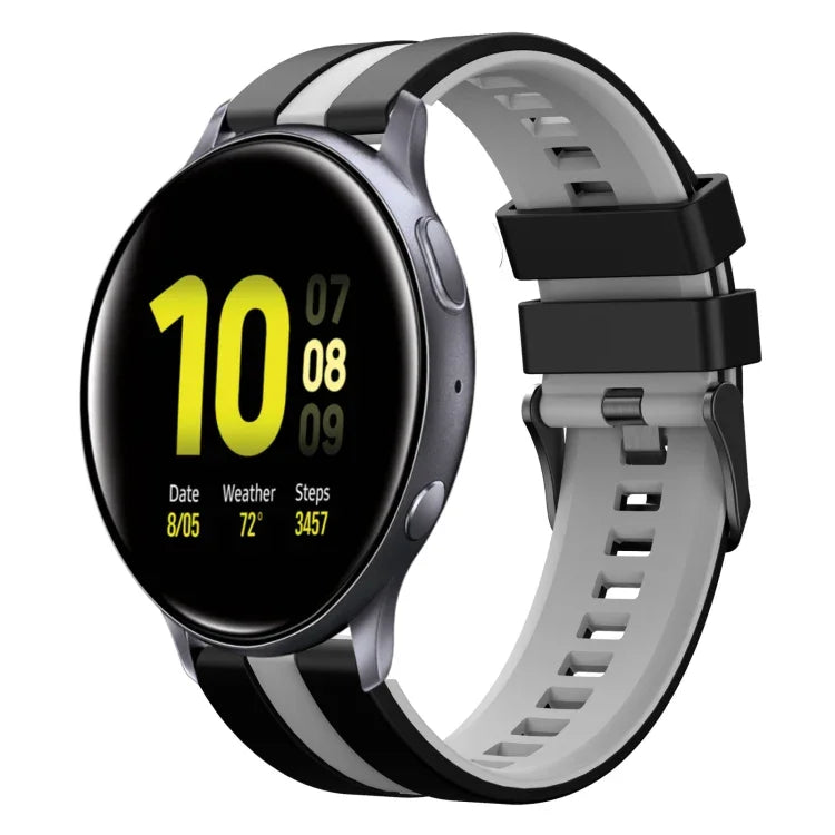 سوار ساعة سيليكون رياضي بلونين 20مم، لـ Samsung Galaxy Watch 4 Classic مقاس 42مم، لـ Samsung Galaxy Watch Active 2 مقاس 44مم، لـ Samsung Galaxy Watch Active 2 مقاس 40مم