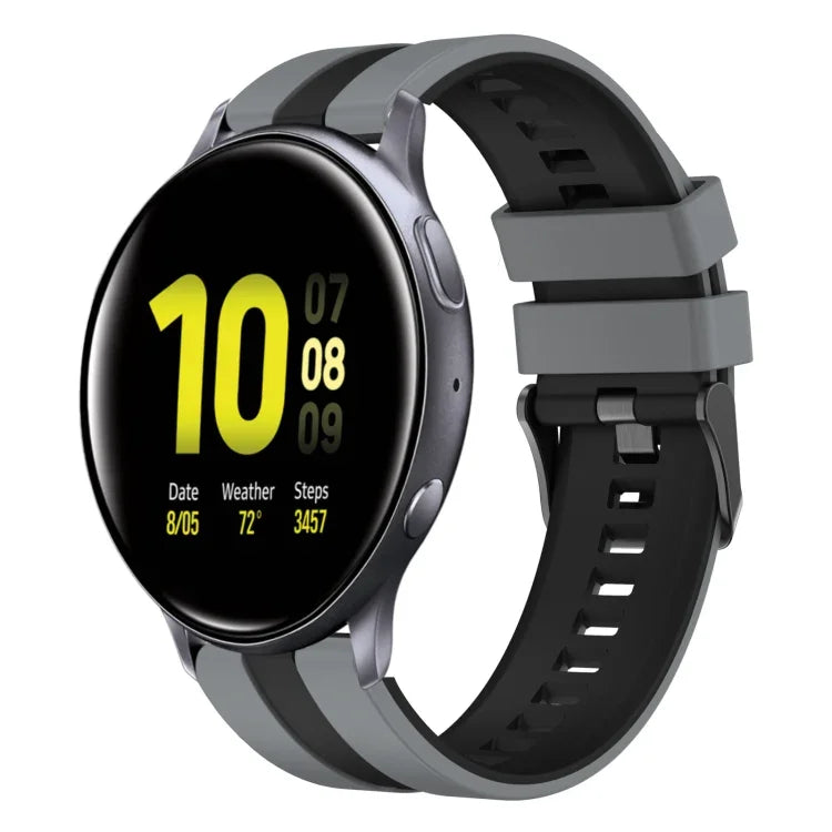 سوار ساعة سيليكون رياضي بلونين 20مم، لـ Samsung Galaxy Watch 4 Classic مقاس 42مم، لـ Samsung Galaxy Watch Active 2 مقاس 44مم، لـ Samsung Galaxy Watch Active 2 مقاس 40مم