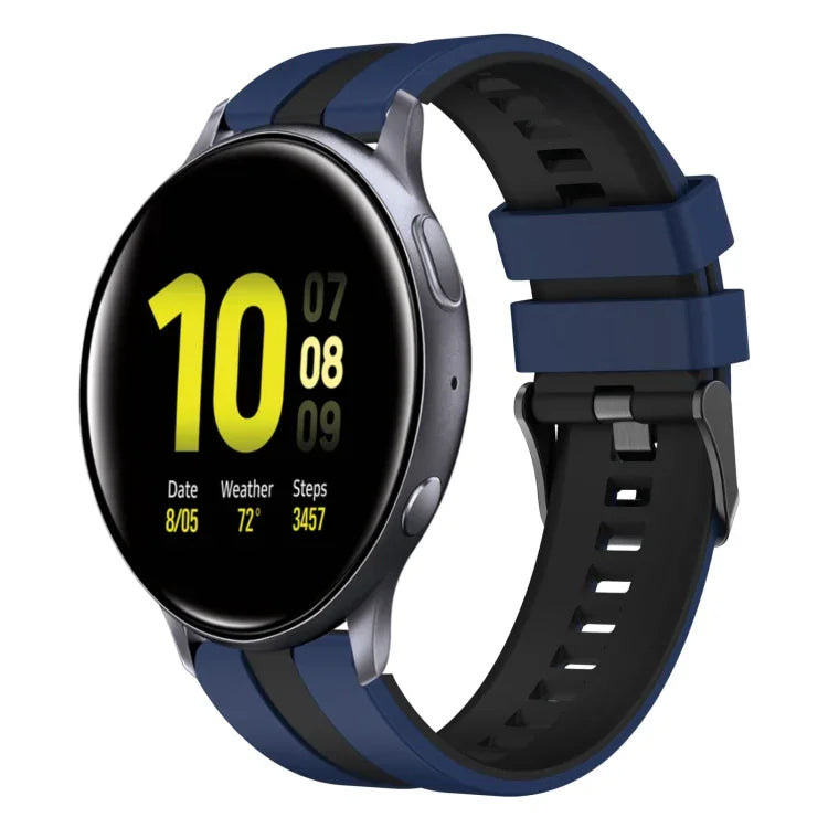 سوار ساعة سيليكون رياضي بلونين 20مم، لـ Samsung Galaxy Watch 4 Classic مقاس 42مم، لـ Samsung Galaxy Watch Active 2 مقاس 44مم، لـ Samsung Galaxy Watch Active 2 مقاس 40مم
