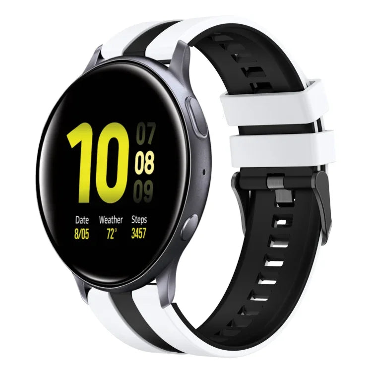 سوار ساعة سيليكون رياضي بلونين 20مم، لـ Samsung Galaxy Watch 4 Classic مقاس 42مم، لـ Samsung Galaxy Watch Active 2 مقاس 44مم، لـ Samsung Galaxy Watch Active 2 مقاس 40مم