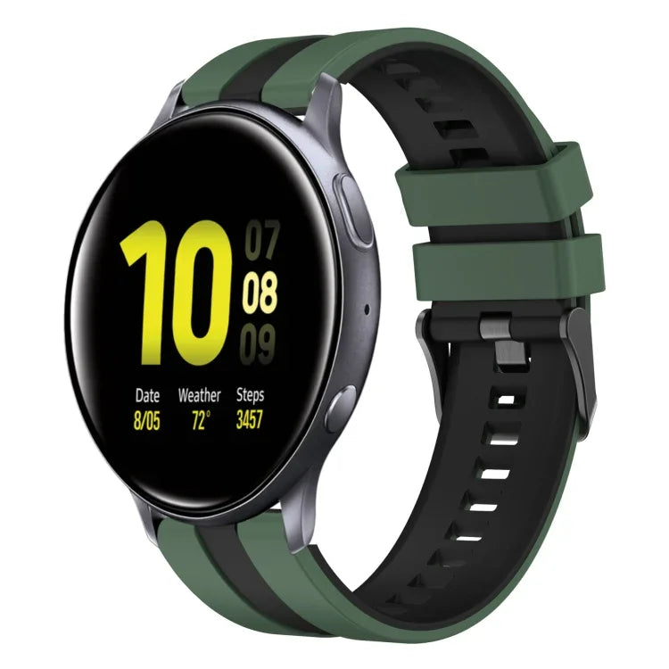سوار ساعة سيليكون رياضي بلونين 20مم، لـ Samsung Galaxy Watch 4 Classic مقاس 42مم، لـ Samsung Galaxy Watch Active 2 مقاس 44مم، لـ Samsung Galaxy Watch Active 2 مقاس 40مم