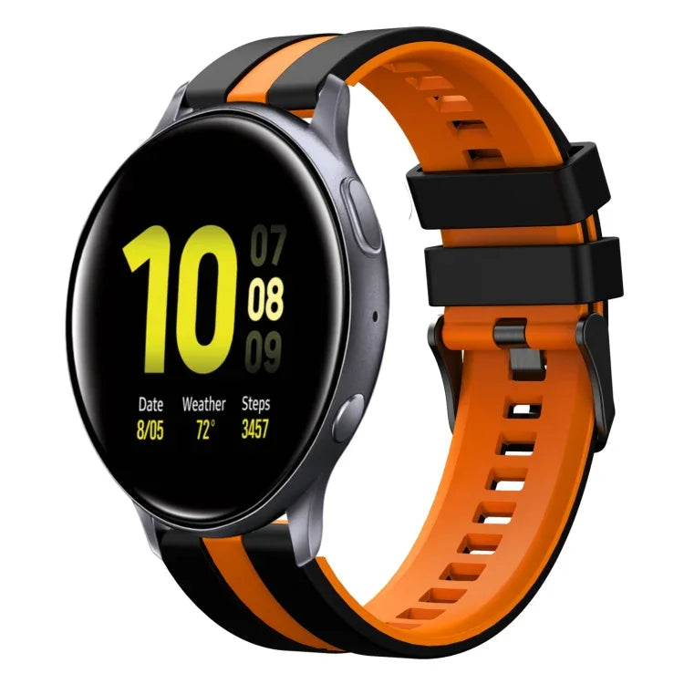 سوار ساعة سيليكون رياضي بلونين 20مم، لـ Samsung Galaxy Watch 4 Classic مقاس 42مم، لـ Samsung Galaxy Watch Active 2 مقاس 44مم، لـ Samsung Galaxy Watch Active 2 مقاس 40مم
