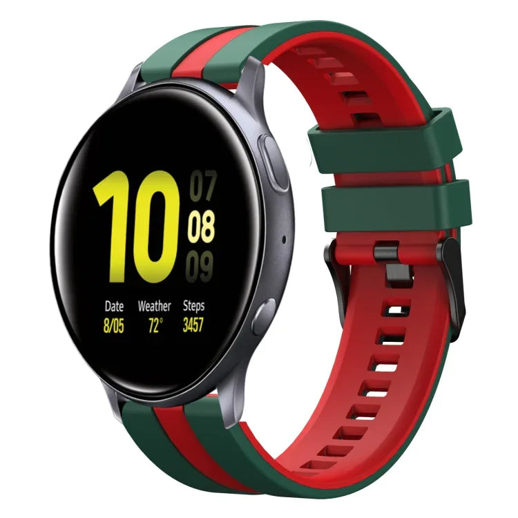 سوار ساعة سيليكون رياضي بلونين 20مم، لـ Samsung Galaxy Watch 4 Classic مقاس 42مم، لـ Samsung Galaxy Watch Active 2 مقاس 44مم، لـ Samsung Galaxy Watch Active 2 مقاس 40مم