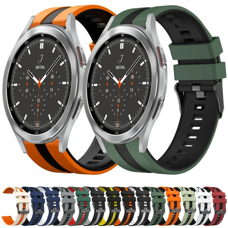 سوار ساعة سيليكون رياضي بلونين 20مم، لـ Samsung Galaxy Watch 4 Classic مقاس 42مم، لـ Samsung Galaxy Watch Active 2 مقاس 44مم، لـ Samsung Galaxy Watch Active 2 مقاس 40مم
