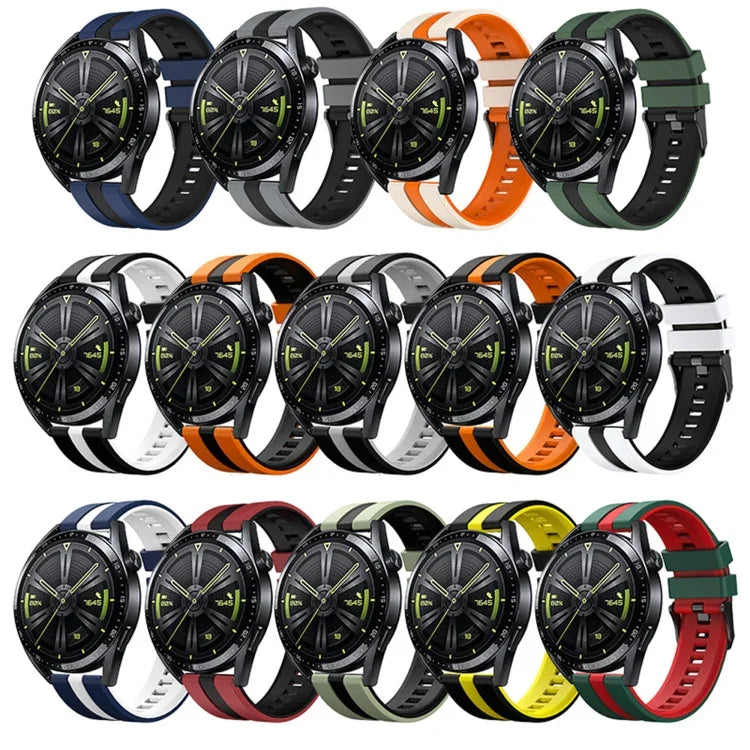 سوار ساعة سيليكون رياضي بلونين 20مم، لـ Samsung Galaxy Watch 4 Classic مقاس 42مم، لـ Samsung Galaxy Watch Active 2 مقاس 44مم، لـ Samsung Galaxy Watch Active 2 مقاس 40مم
