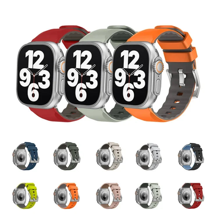 سوار ساعة سيليكون بلونين، لسلسلة Apple Watch 4 مقاس 44مم، لسلسلة Apple Watch 4 مقاس 40مم