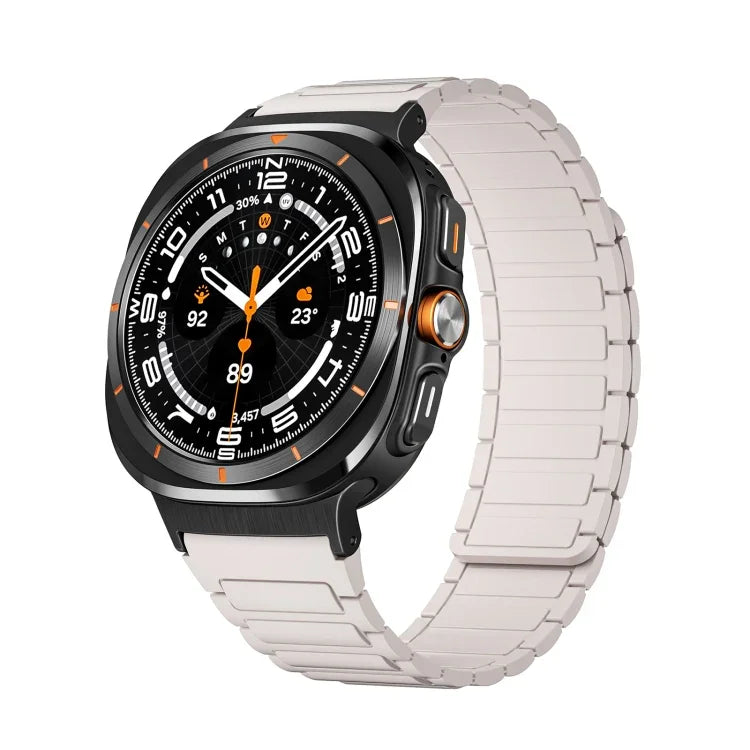 سوار ساعة سيليكون مغناطيسي على شكل حرف I مع موصل أسود لسامسونج جالاكسي ووتش ألترا 47مم