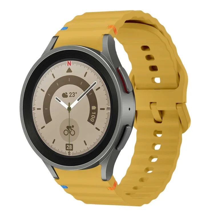 Wave Pattern Stitched Silicone Watch Band, For Samsung Galaxy Watch 5 Pro, For Samsung Galaxy Watch 4 40 / 44mm, For Samsung Galaxy Watch 4 Classic 42 / 46mm, For Samsung Galaxy Watch3 41mm