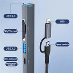 محول توسيع ADS-805 8 دبوس + Type-C إلى USB-C بيانات + USB 2.0 / 3.0 + قارئ بطاقات SD / TF، ADS-805